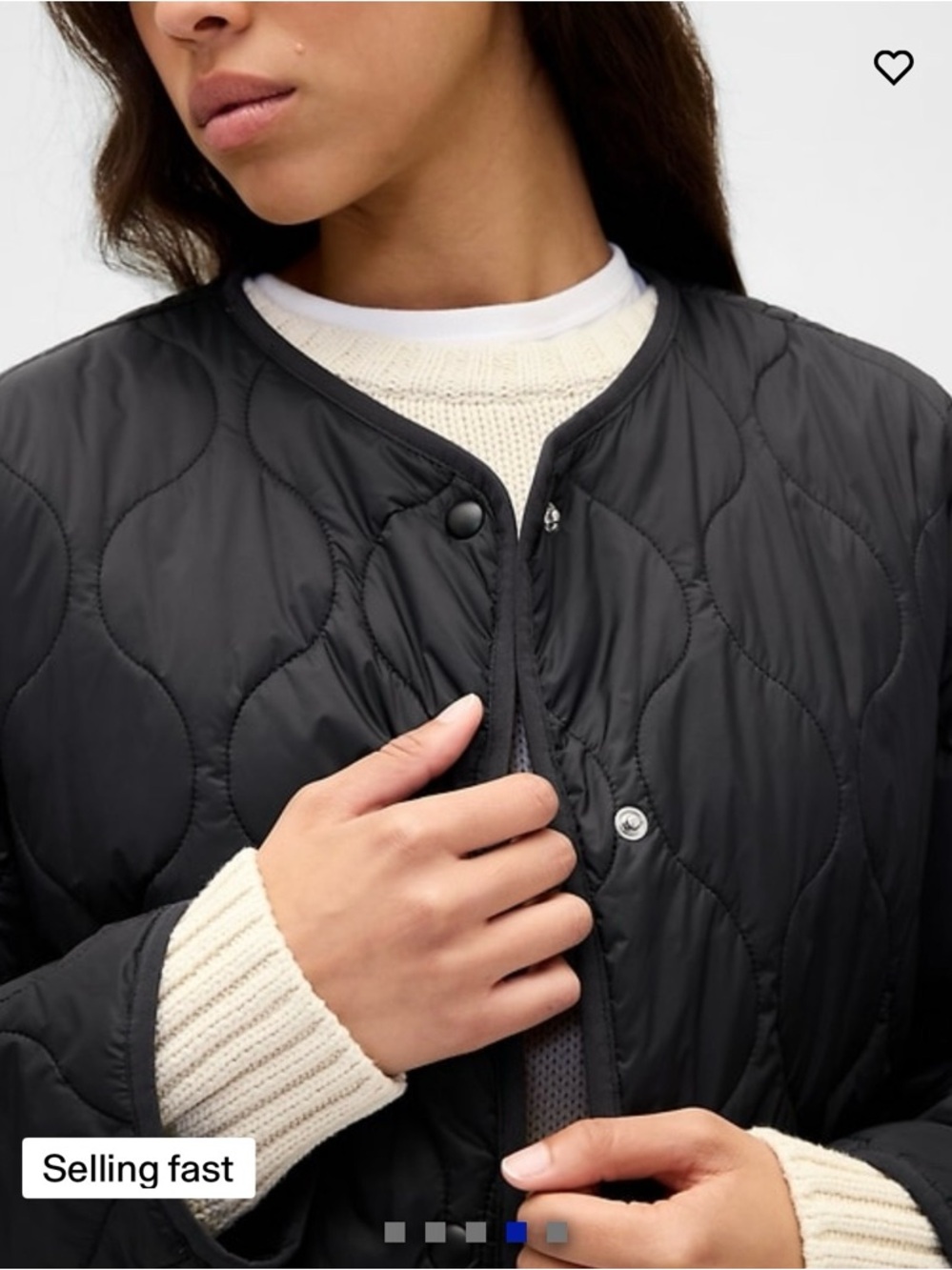 GAP Black Quilted Puffer Jacket - Picture 3 of 6